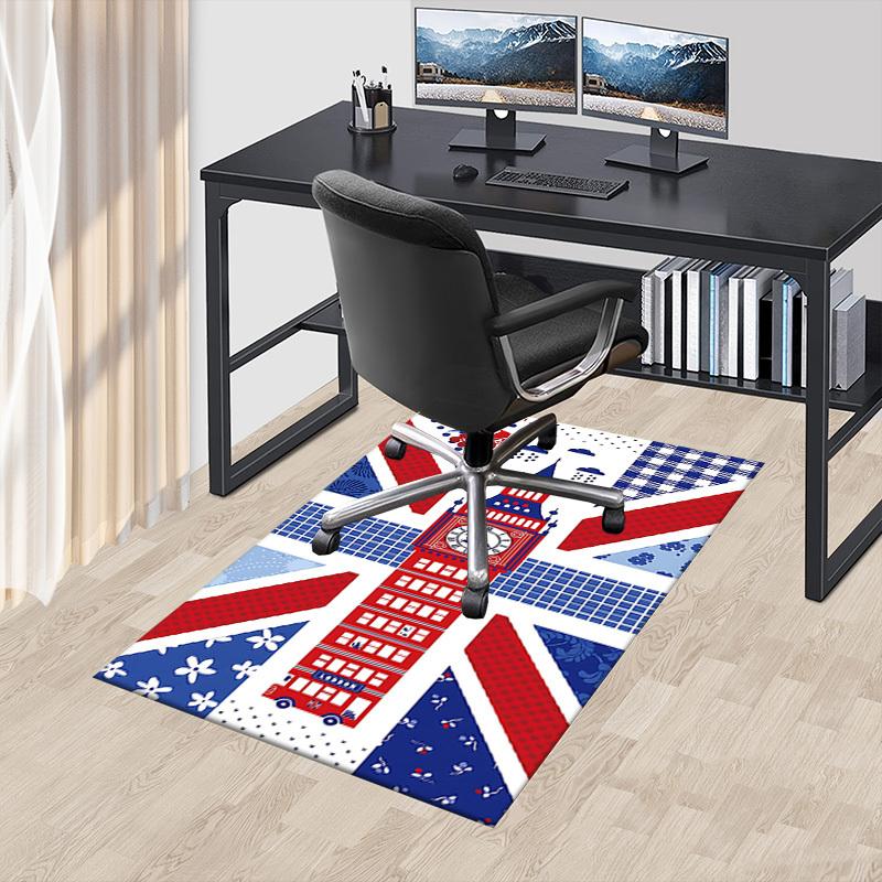 1PC Union Jack Big Ben Non-Slip Floor Carpet Compatible for Office&Living Room&Dining Room - Flat-Weave Machine- Soft & Pattern-E268