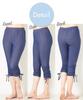 Nissen Cool and Cool UV Cotton Thin Set of 2 Ribbon Navy Dark Sizes Leggings/Stirrup Leggings, Protection, Blend, Denim-Like Fabric, 3/4 Length, (Hem