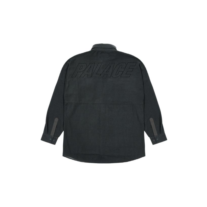 Palace Polar Grid Overshirt With Dual Pocket Long Sleeve Unisex Tops Black P21SHT022