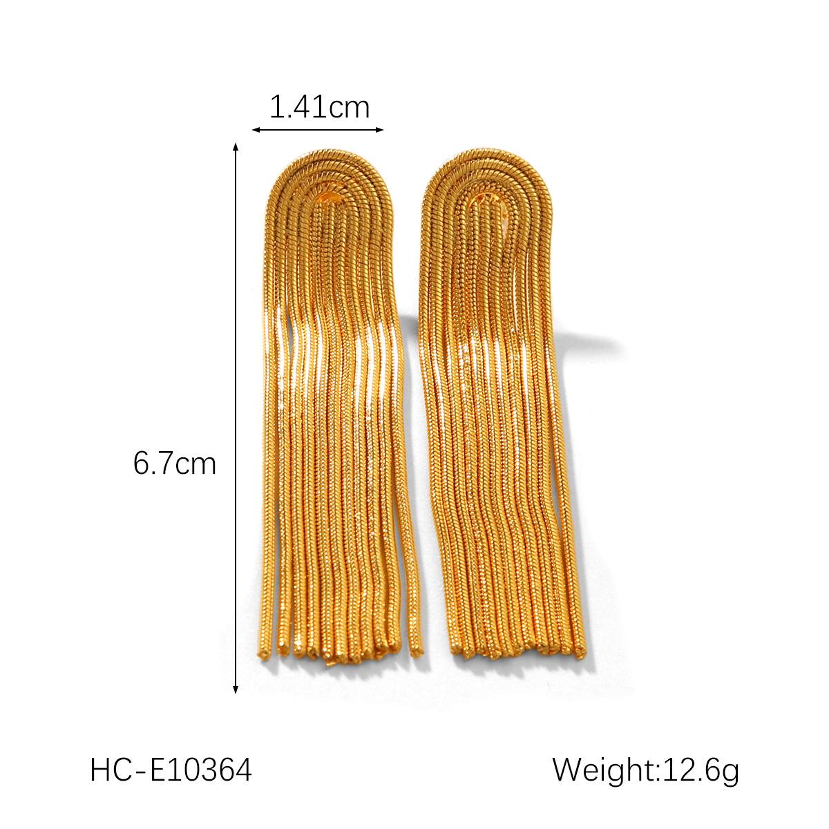 

Instagram style long titanium steel drop earrings, 18K gold stainless steel chain tassel studs ear jewelry