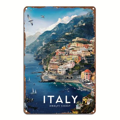 Room Decor  Vintage Italian Amalfi Metal Sign, Aluminum Wall Art, for Home, Bedroom, Dining Room, Bar, Cafe, School, Library,