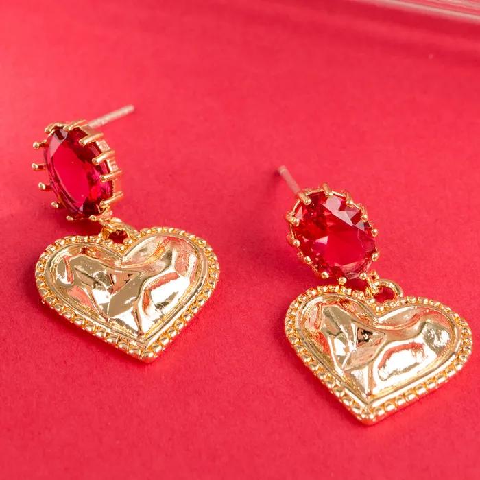 18K Ruby vintage heart earring