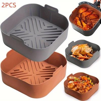 2pcs Silicone Air Fryer Liner 8.27 Inch, Suitable For 5L To 6.6L Air Fryer, Heat Resistant Easy Clean Air Fryer, Suitable For Air Fryer Accessories