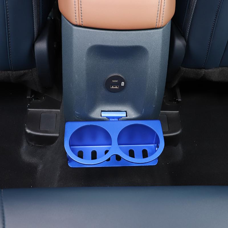 For Ford Maverick 22-23 Aluminum Alloy Black/Blue Car Back Row Expand Cup Holder Storage Basket Water Cup Holders Car