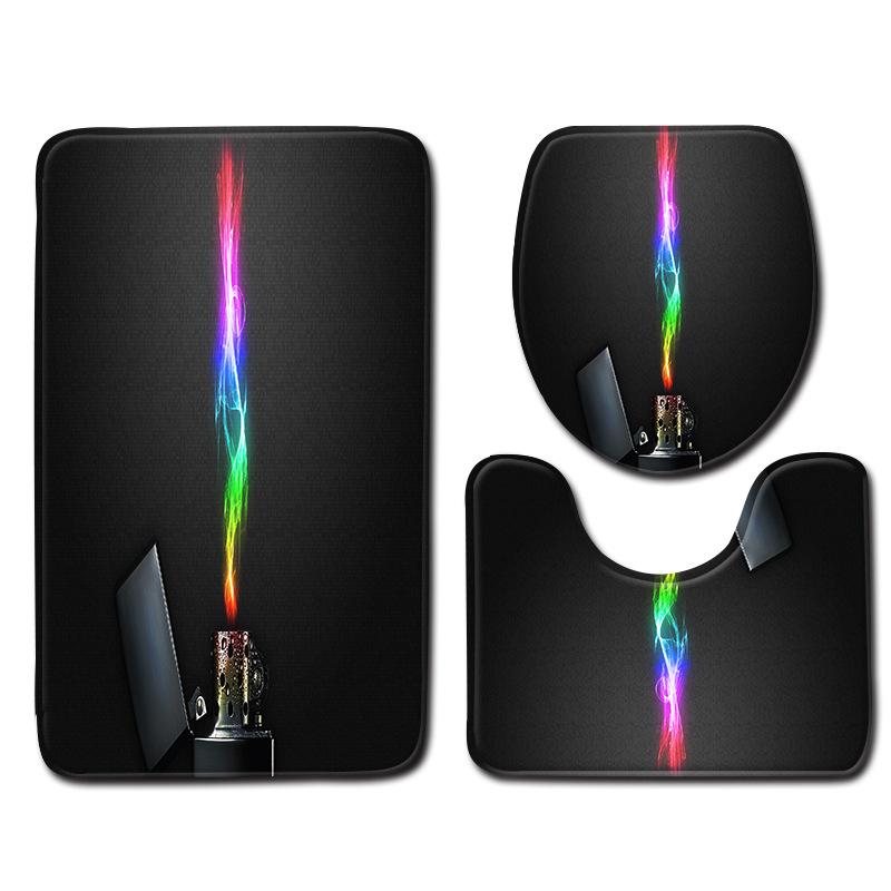 Regenbogen Badezimmerbodenmatte Toilette Dreiteiliges Set