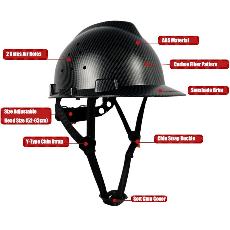 Carbon Fiber Color Work Safety Helmet With Vents ABS Industrial Head Protection Construction Hard Hat CE EN397 Standard