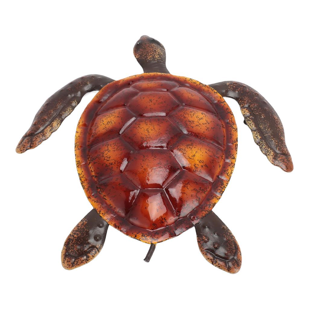 Turtle Wall Decor Vivid Lifelike Rust Proof Metal Sea Animal Statue Decoration for Party Patio Home Aquarium Red