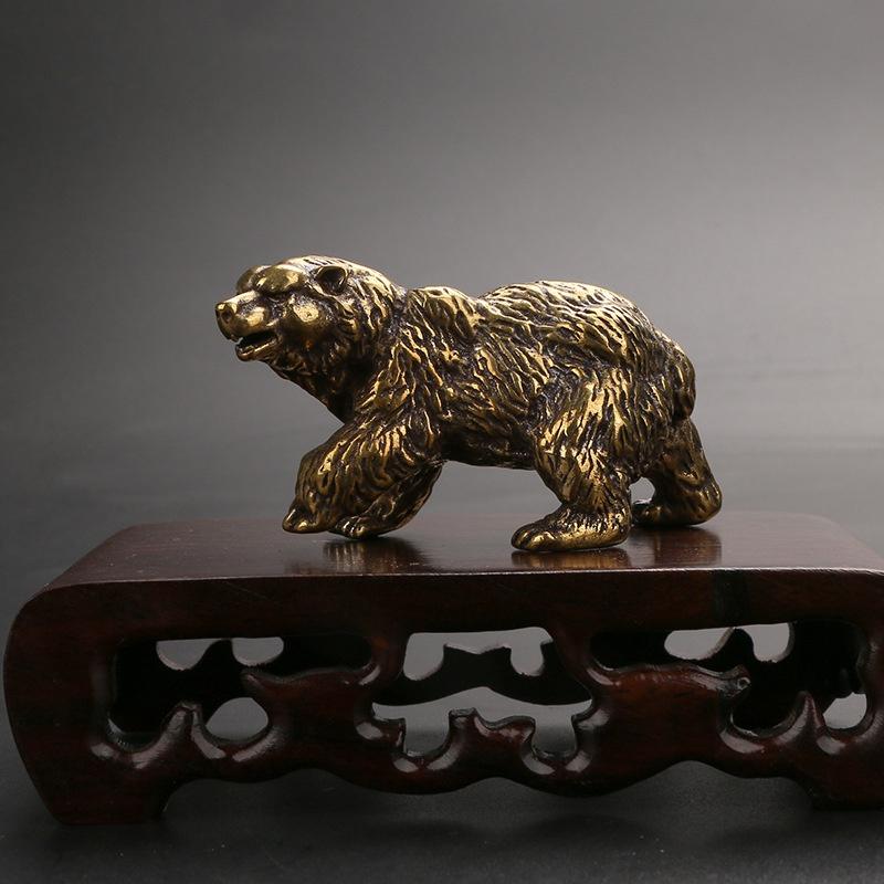 Čistá měď Socha medvěda hnědého Ornament z masivní mosazi Miniatury figurky polárních zvířat Čajový stolek Dekorace stolku pro domácí mazlíčky Příslušenství Řemesla