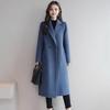Thermal Winter Coat Women Double Breasted Overcoat Turn Down Collar Long Sleeved Loose Fit Jacket Solid Color Pockets Commuting Dating Spring Fall