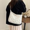 Large Capacity Canvas Shoulder Bag Korean Style Shopping Tote Bag Sweet Cartoon Crossbody Bag  Girl