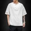 Men's Imitation Cotton Linen Style Loose Short Sleeve T-shirt Solid Shirts Casual Top Tee Shirt