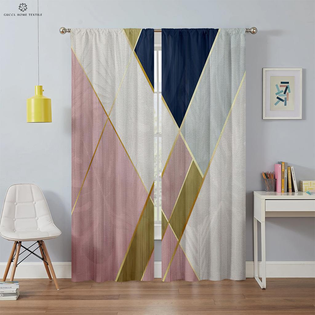 Simple Geometric Creative Pattern Curtain Rod Pocket Decorationation Modern Home Decoration Bed Room Living Area Kitchen Quality