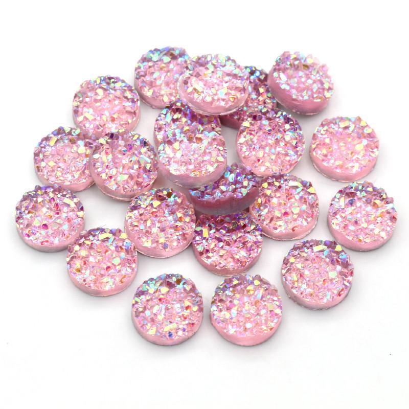 

New Fashion 10mm 40pcs/Lot Mix AB Colors Natural ore Style Flat back Resin Cabochons For Bracelet Earrings accessories