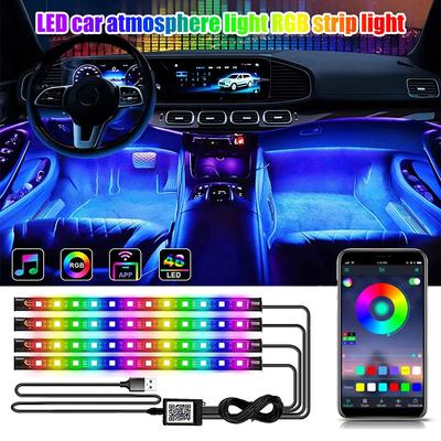 LED RGB Car Foot Ambient Strip Light USB/Cigarette Auto Interior Backlight Atmosphere Mood Decor Bar APP/Remote/Voice Control