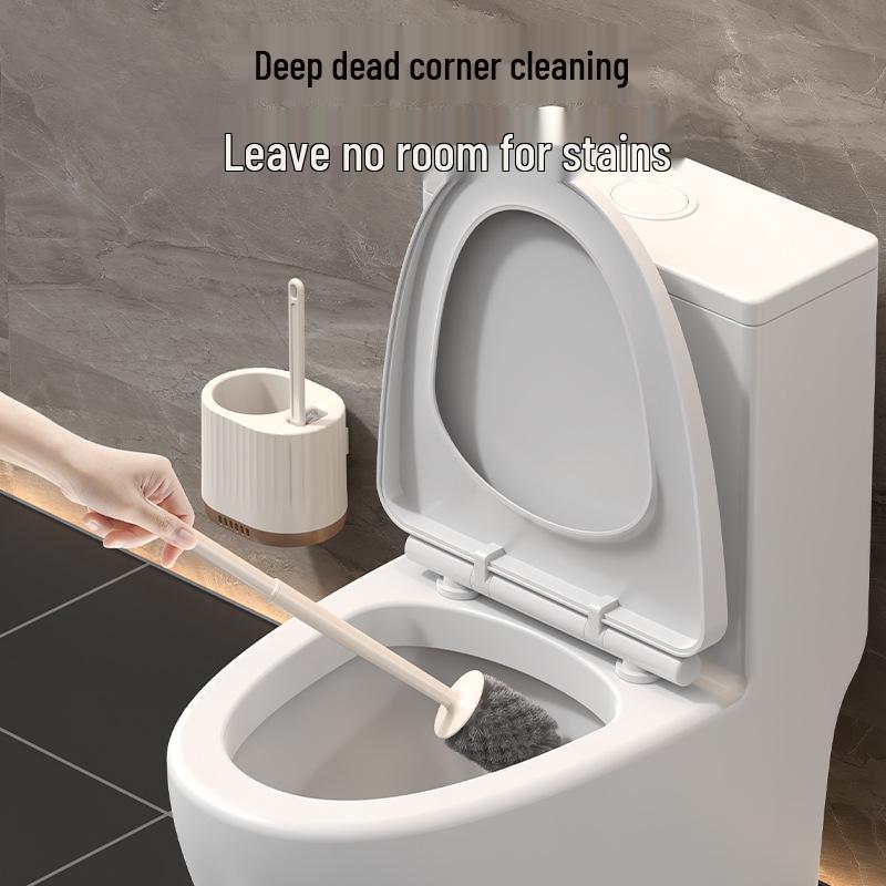 Luxury Wall-Mounted Quick-Dry Toilet Brush Set with Base for Cleaning Bathroom Corners