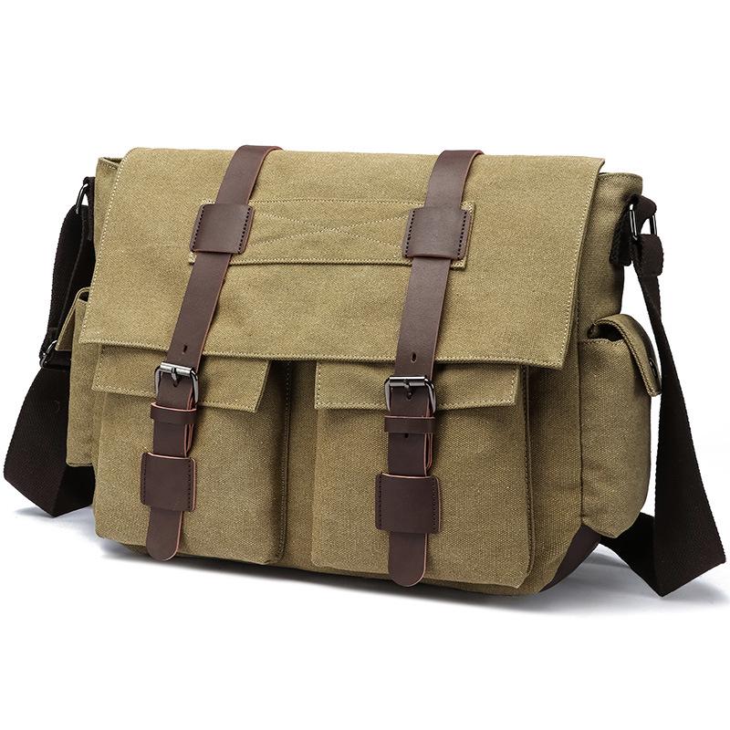 

Мужская ретро холщовая хип-хоп кроссбоди сумка-мессенджер для мотоциклистов хаки