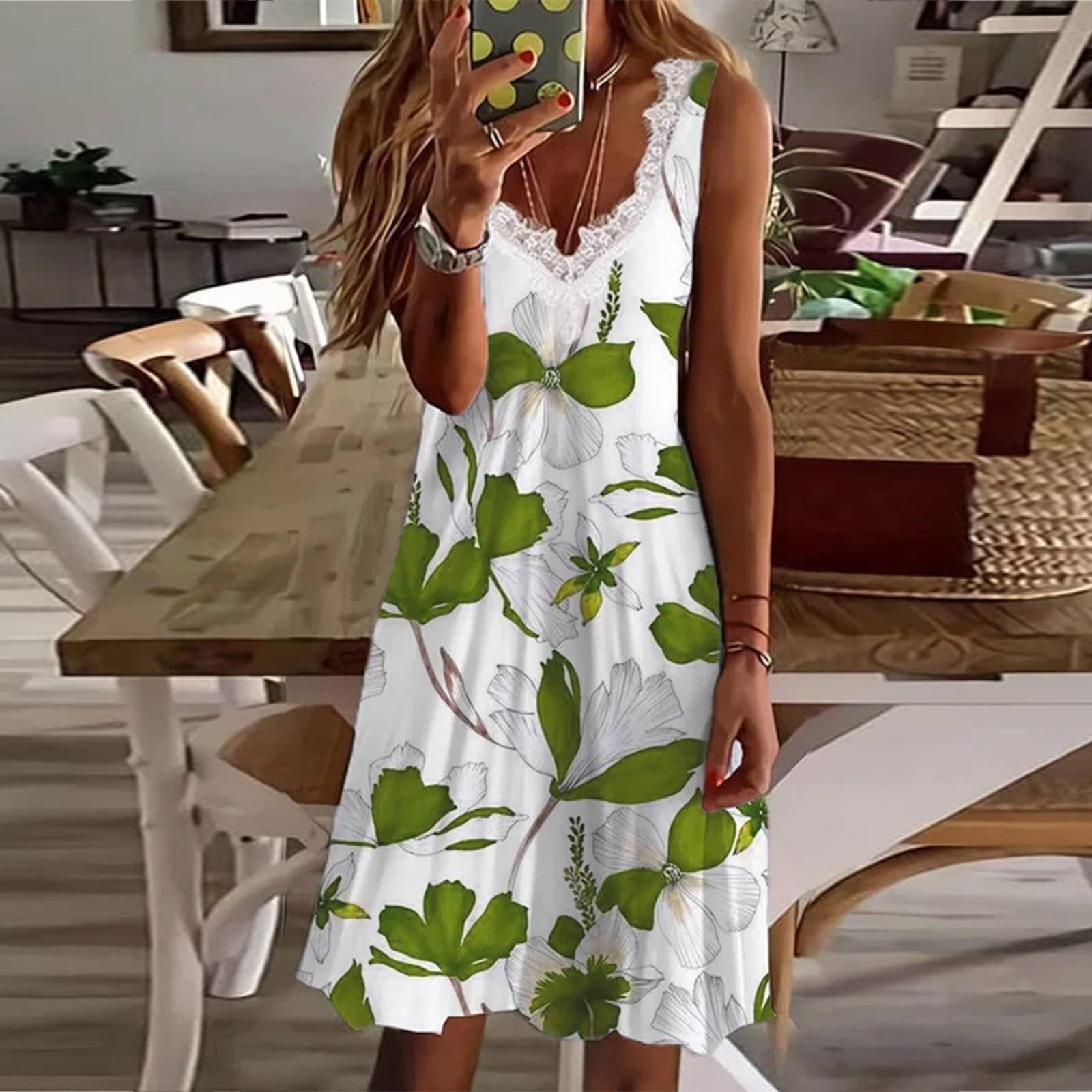 Женское модное платье без рукавов с V-образным вырезом и принтом — фото 6