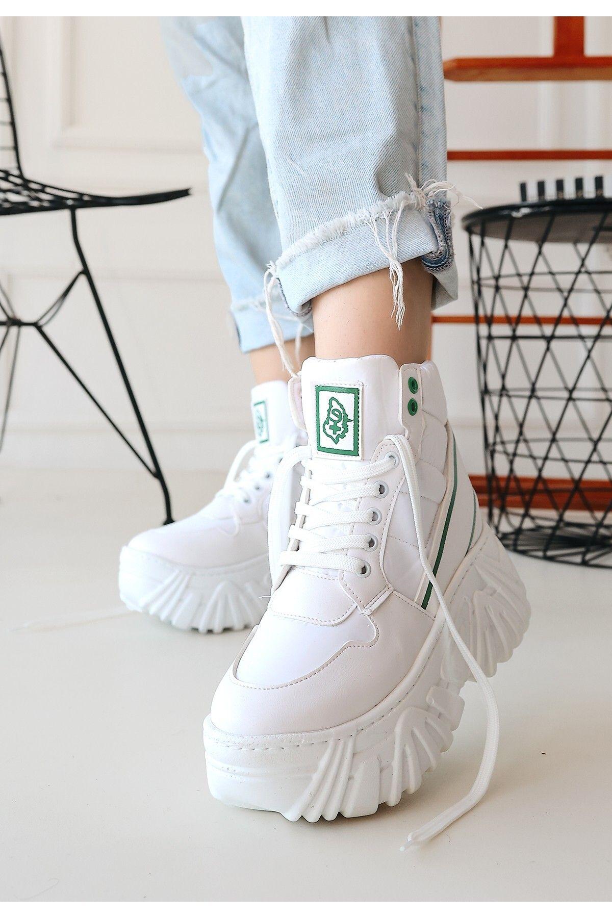 

Женские современные стильные модные ботинки, ботинки из искусственной кожи Maje, белые кожаные сапоги в зеленую полоску на танкетке со шнуровкой 40