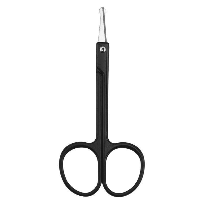 Foarfece portabile negre pentru tuns nas și sprâncene - foarfece pentru machiaj și barbă cu cap rotund, instrument de frumusețe.