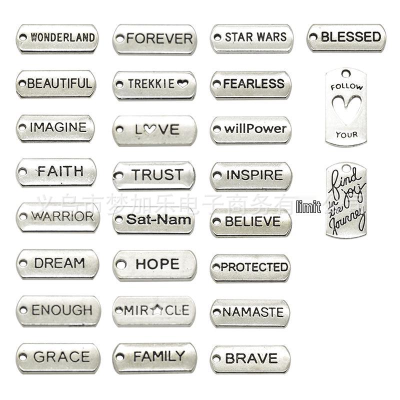 DIY Vintage Gold Inspirational Word Tag Pendant for Jewelry Making