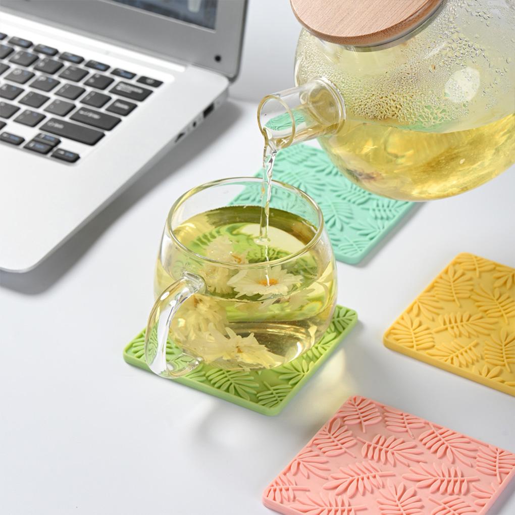 Cup Coaster Silicone Heat Resistant Coffee Mug Table Mat Reusable Household Pad Ribbed Tableware Placemat Protector
