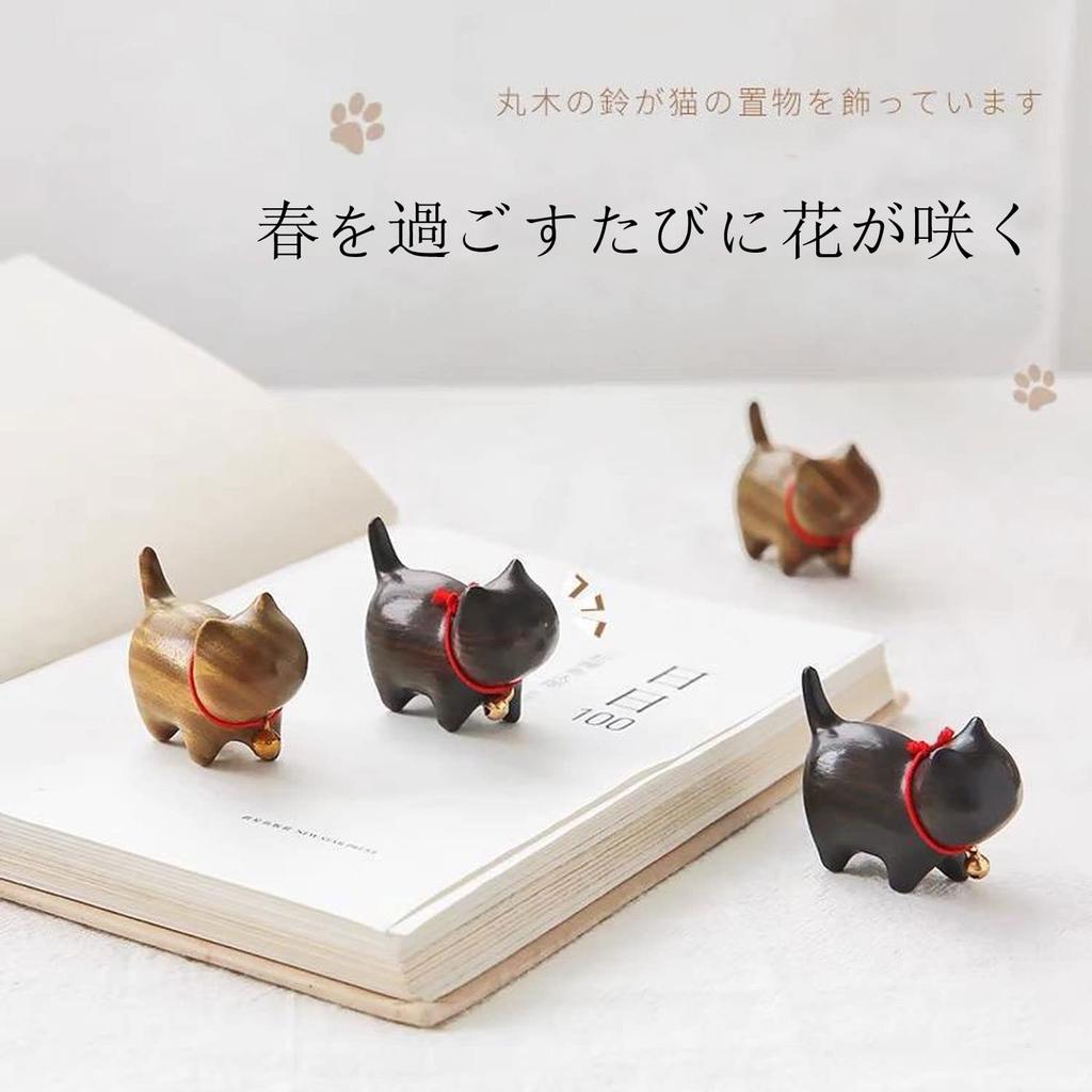 MYDILI Wooden Maneki Neko Cat Figurine, Entryway Accessory, Interior Decoration, Good Luck, Birthday Gift, Gardening Figurine (ST2)