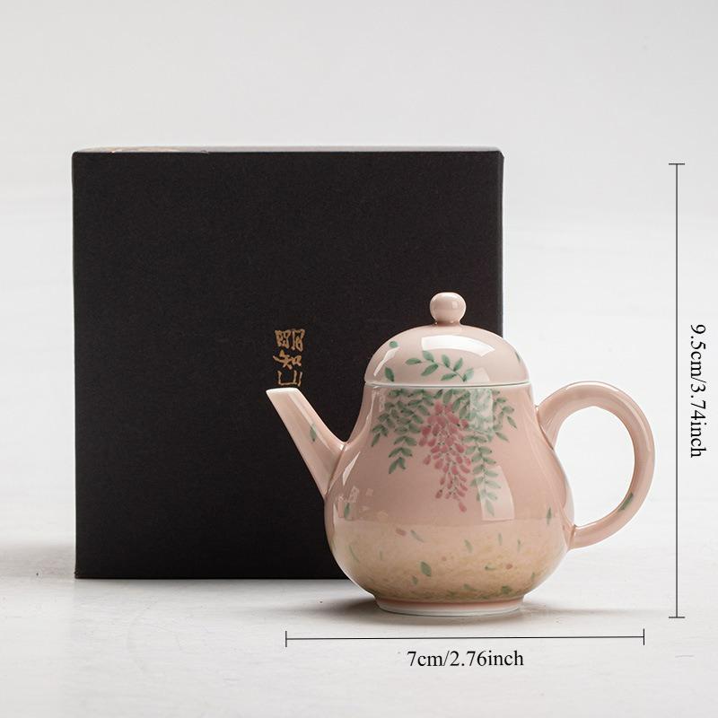 Hand Painted Wisteria Teapot Scholar Ceramic Brewing Pot with Ball Filter Autumn Water Kettle Chinese Style Kung Fu Tea Set