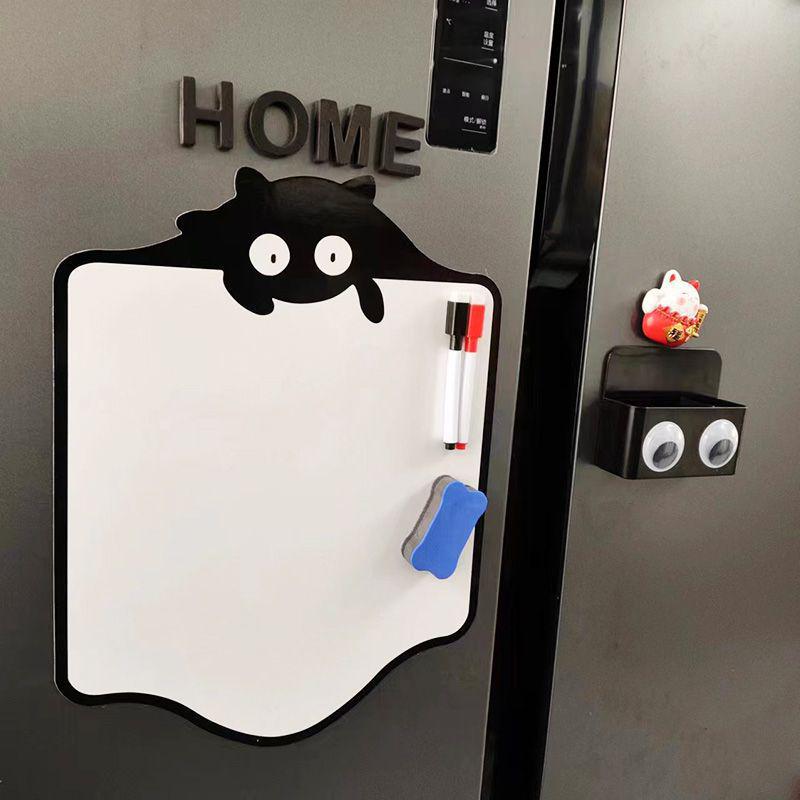Erasable Magnetic Whiteboard Memo Pad with Cute Black Cat Design