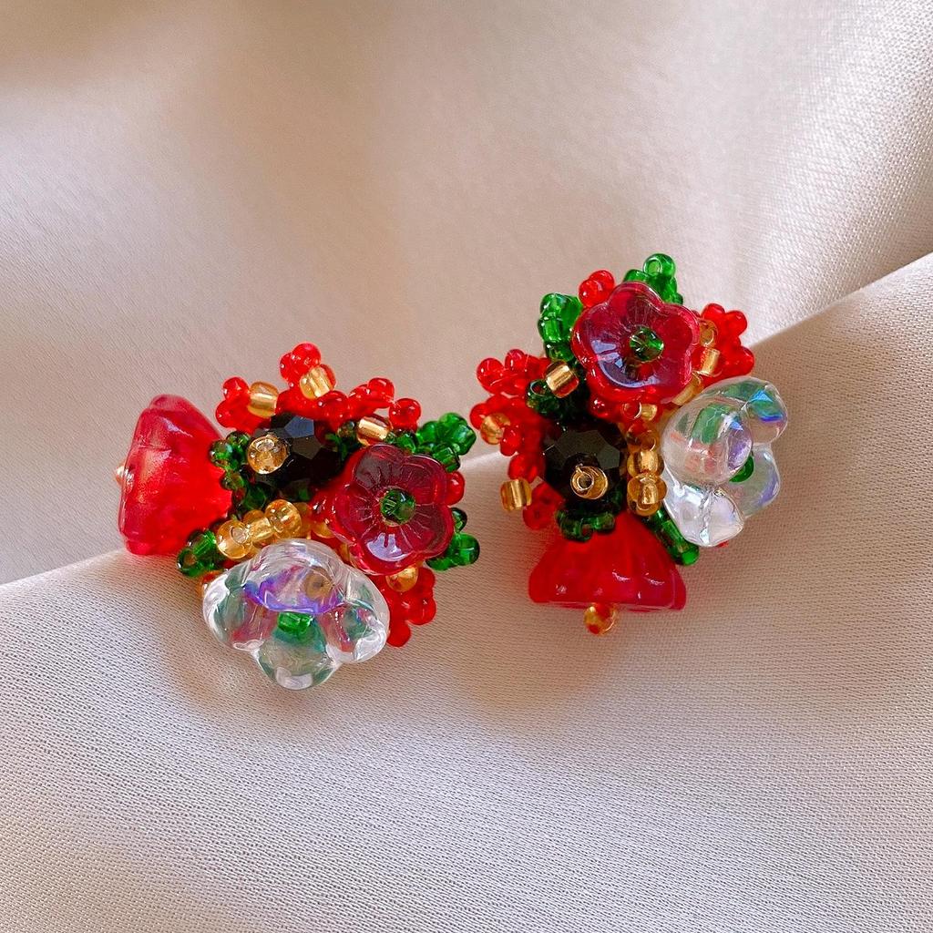 Geometric Tiger's Eye Stud Earrings, Retro Millard Style - Unique Design with Silver Needle 