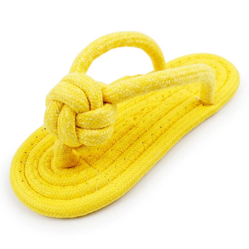 

Pet Cotton Rope Slipper Knot Toy For Small Dogs Interactive Chew Toy Dental Clean Teeth Grind Tartar Control Non Toxic Dog Toys жёлтый