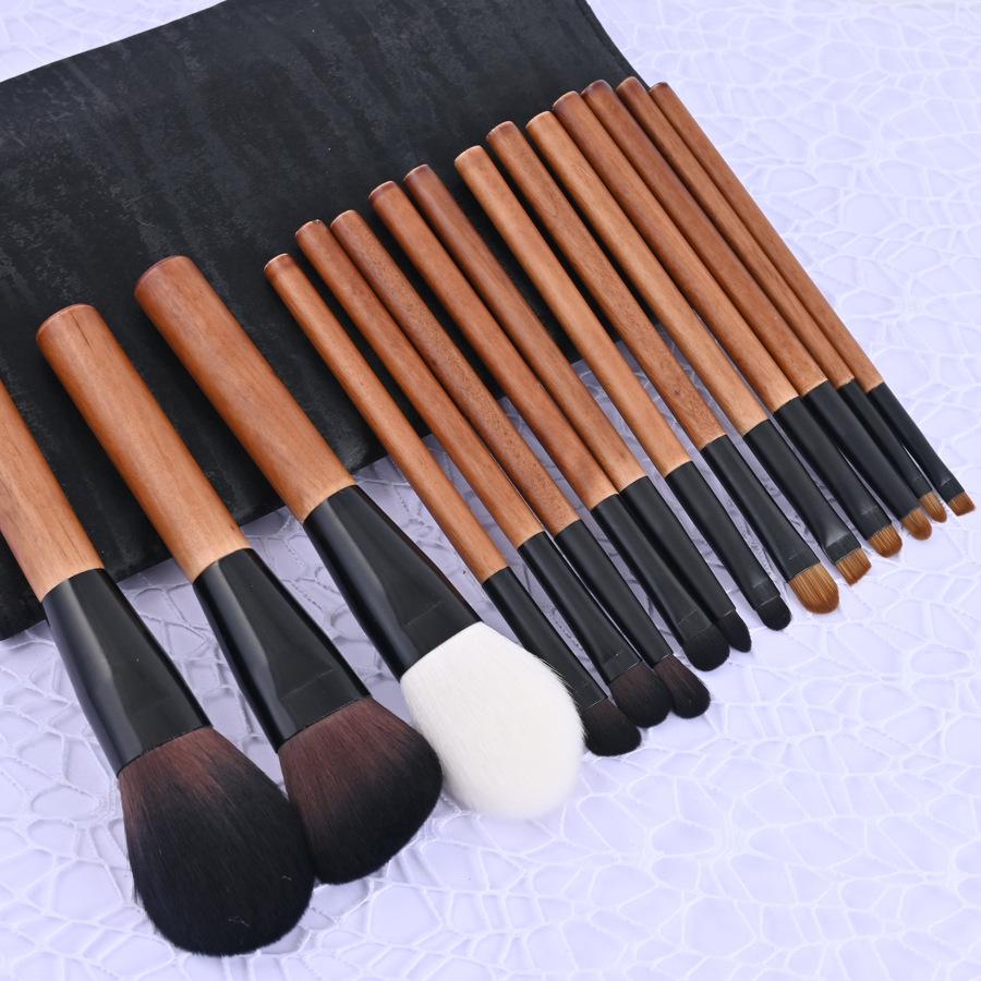 Štětce na make-up 15 jemných štětců na oční stíny z vlny, štětce ze zvířecích chlupů, štětec na sypký pudr, štětec na tvářenku, štětec na rozjasňovač a kontury, štětec na make-up