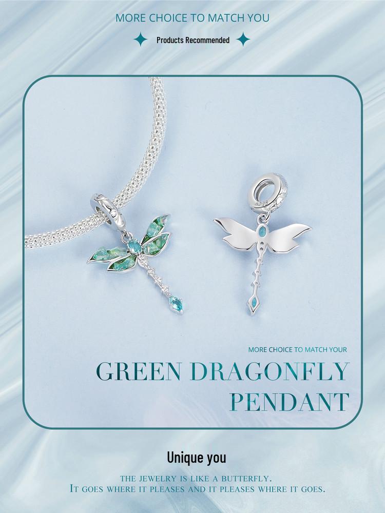 Avle Pendentif Libellule Exquis: Argent Sterling S925, Plaqué Platine, Bijoux Perlés DIY.