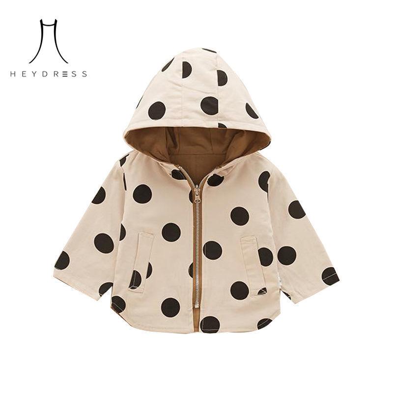 Spring Autumn Boys Girls Outdoor Windbreaker Dot Print Double-sided Jacket Fashion Casual Jacket