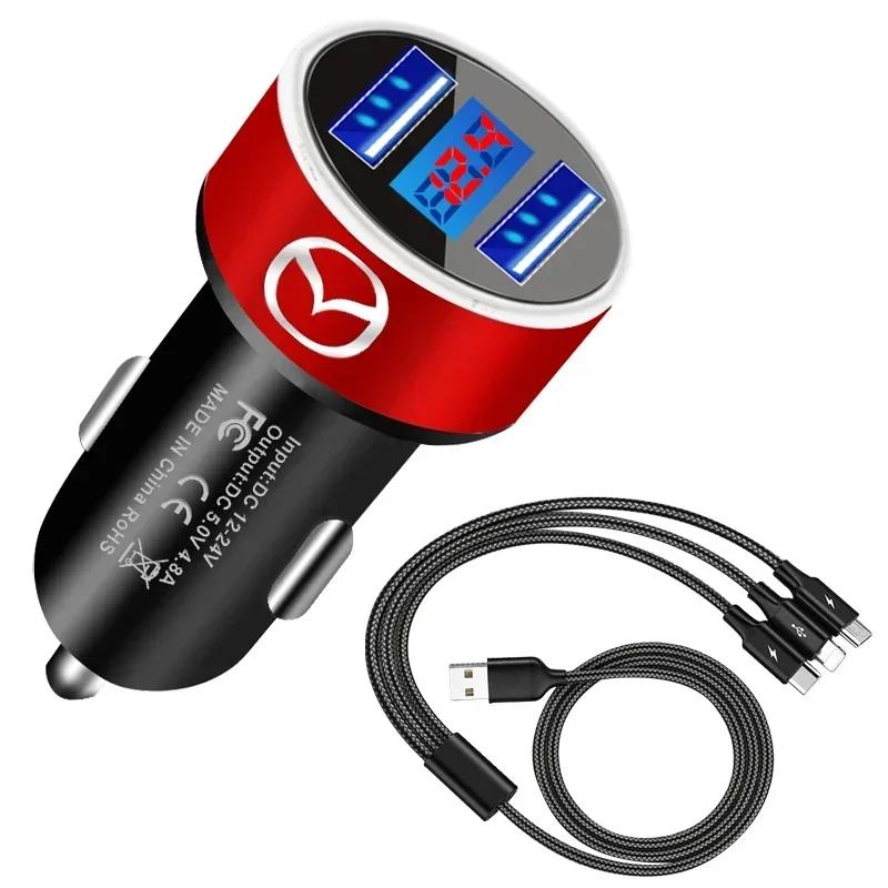 2025 Hot Dual Port USB 200W Car Charger Fast Charging Digital Display Car Phone Charger Adapter for Mazda 2 6 CX3 CX8 CX90 CX5 C