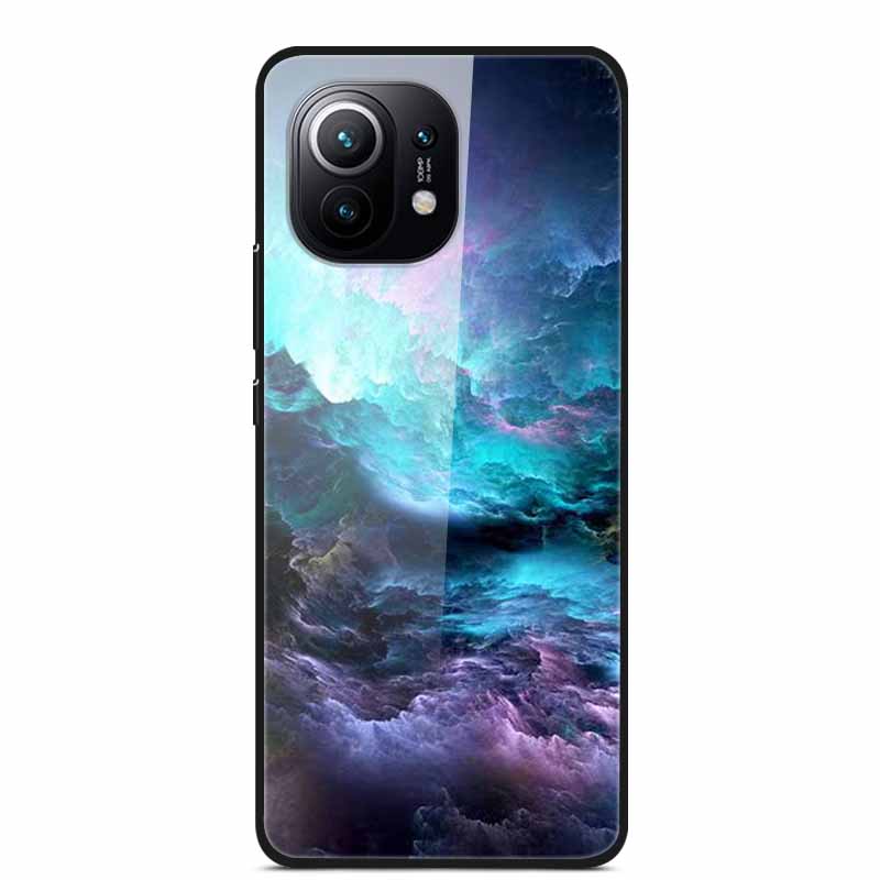 Glass Back Cover For Xiaomi 11 Lite 5G NE Case Soft Edge Hard Tempered Glass Case For Xiaomi Mi 11 Lite 5G NE Phone Case Coque