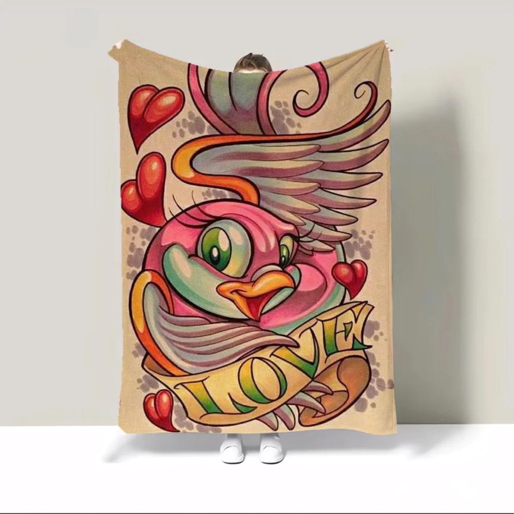 

New School Tattoo Fluffy Soft Blankets Characters Funny Blanket Throw Decorative Sofa Blanket Oversized 200x300 Luxury Bedding 75x90cm