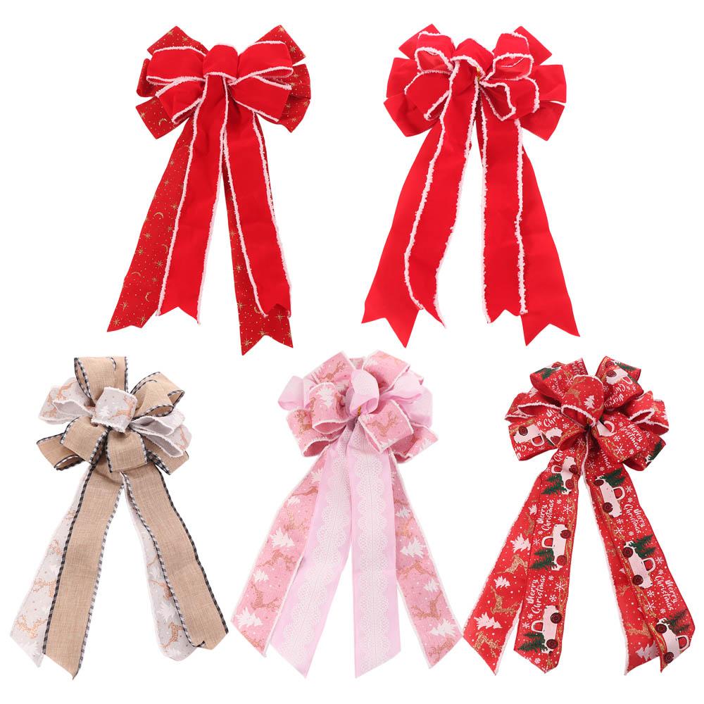 Double Layer Christmas Tree Bowknot Large Size Present Ribbon Knot Christmas Wreath Bow Gift