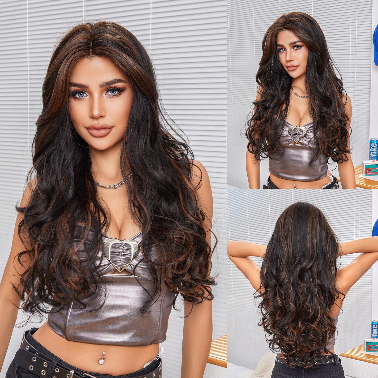 

CharmSource Hairline кружевные синтетические парики черные длинные волнистые женские парики для женского косплея термостойкое волокно высокой плотности