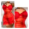 Lace Nightgown 2 Pcs/Set Nightdress Panties Set Spaghetti Strap Backless Sleeveless Nightwear Pleated Seductive Transparent Mesh Bow Ruffle