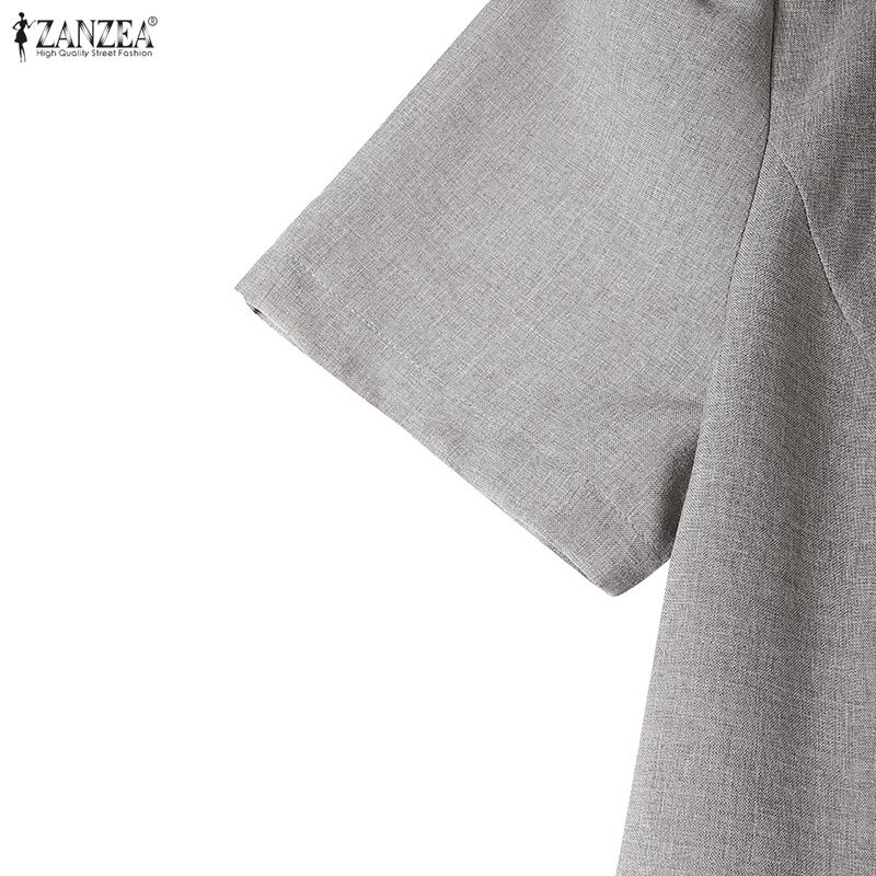 ZANZEA Women V-Neck Summer Casual Short Sleeve Dress