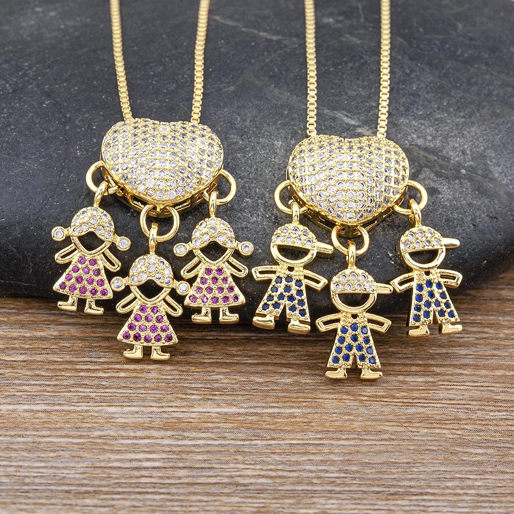 Nidin Luxury Fashion Girls Boys Inlaid Crystal Zircon Pendant Romantic Heart Necklace Exquisite Mother's Day Jewelry Gift