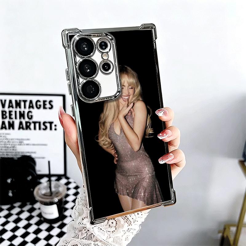 

CR66 S-Sabrina C-Carpenter Plating Phone Case For Samsung Galaxy S24 S25 FE S26 Edge S23 Ultra S22 S21 Plus S20 Anti-Fall Airaba Samsung S21 Ultra