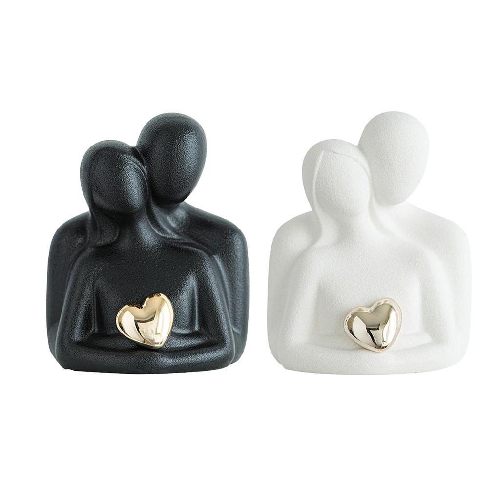 Couple Statue Minimalism Art Crafts Collectible Ceramic Lover Figurine for Office Entrance Cabinet Fireplace Bedroom Living Room
