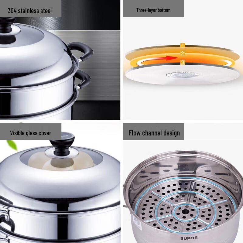 SUPOR Good Helper Stainless Steel Double-Layer Steamer