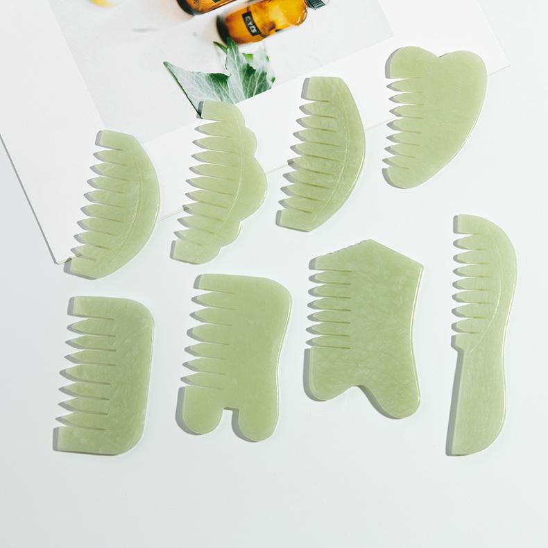 Xiuyu Jade Gua Sha Comb for Head and Meridian Massage