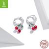 Sweet Cherry S925 Silver Earrings, Oil Drop Inlaid Zircon Stud Earrings Sce905