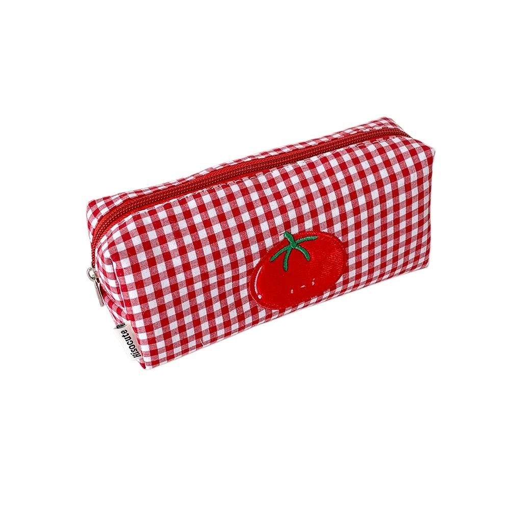 Cloth Checkered Korean Style Pencil Case Tomato Pen Bag Pencil Pouch Girl Kids Children