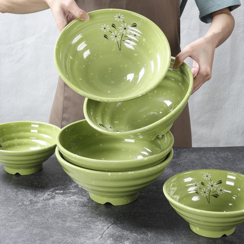 Break-Resistant Melamine Noodle Bowl Thickened Flower Large Bowl Soup Bowl Plastic Food Tableware 7/8/9 Inch