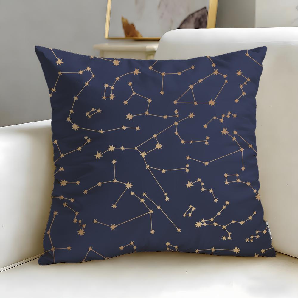 Constellation Pattern Cushion Cover Soft & Easy-Wash Pillow Case – Versatile For Couch, Bed, Travel And Office