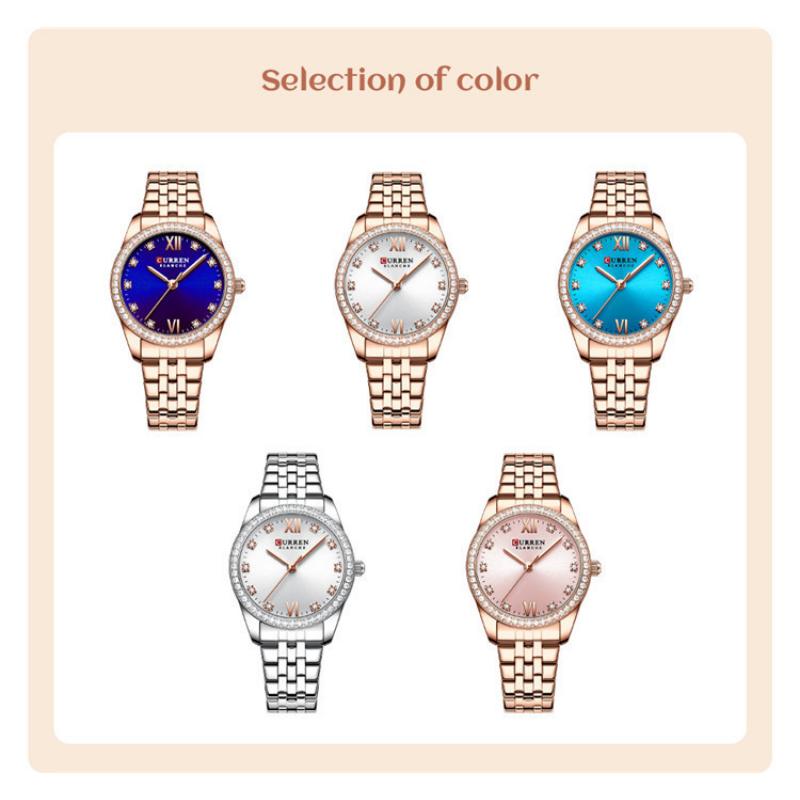 CURREN New Top Women's Watch Fashion Diamond Watches Small Light Thin Steel Band Fashion Waterproof Quartz Watches